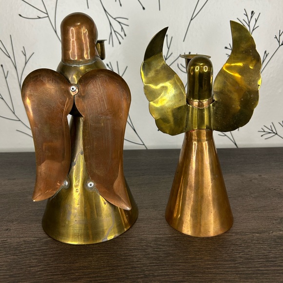 Vintage brass and copper angel candle holders - Picture 4 of 12